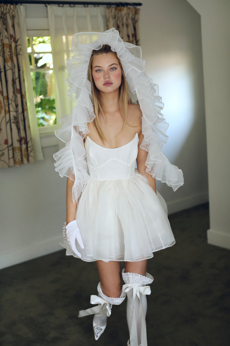 selkie puff dress ivory Selkie Women's Strapless Silk Gauze Mini Puff Dress, Ivory Size 6X