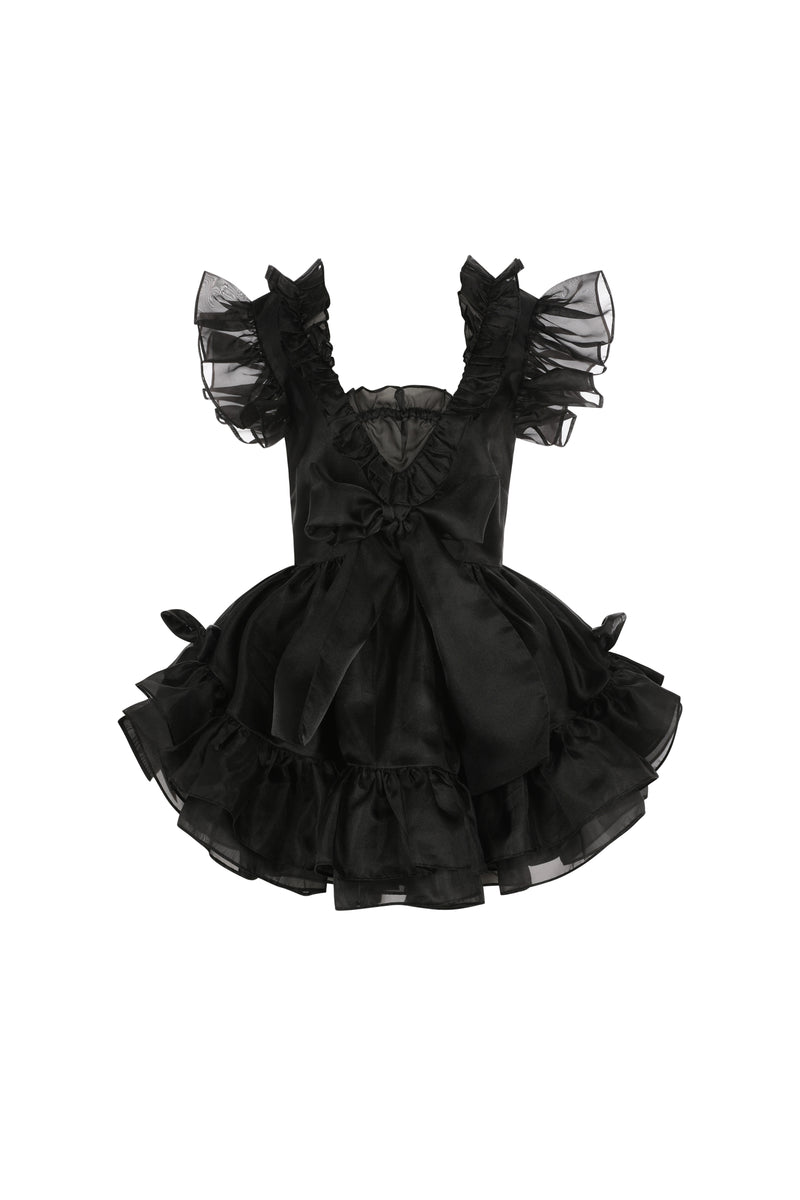 Selkie Raven Le Bisou Black Organza Mini Dress for Women