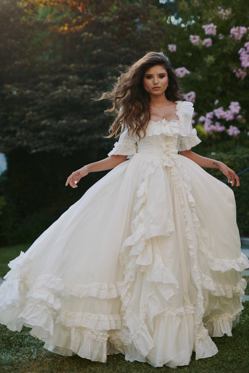 The Ivory Silk Organdy Antoinette Gown The Ivory Silk Organdy Antoinette Gown