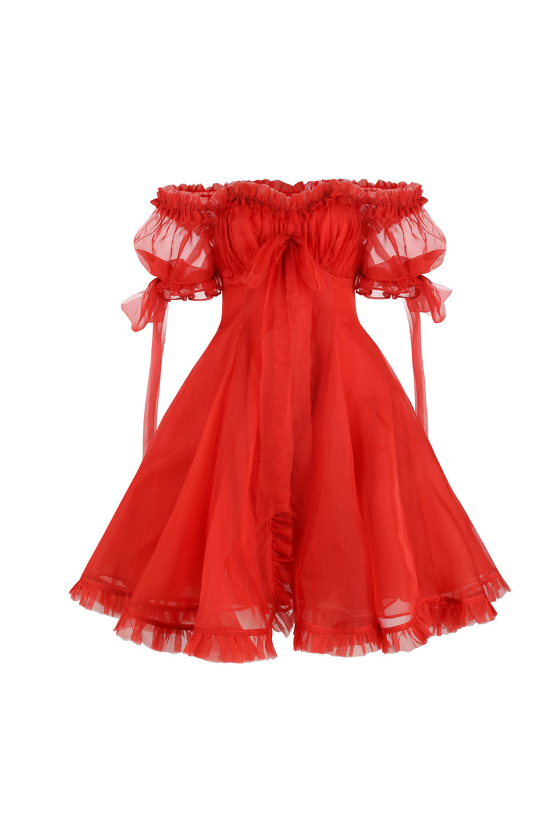 Selkie Women's Revolt Red Silk Gauze Mini Dress, 2X