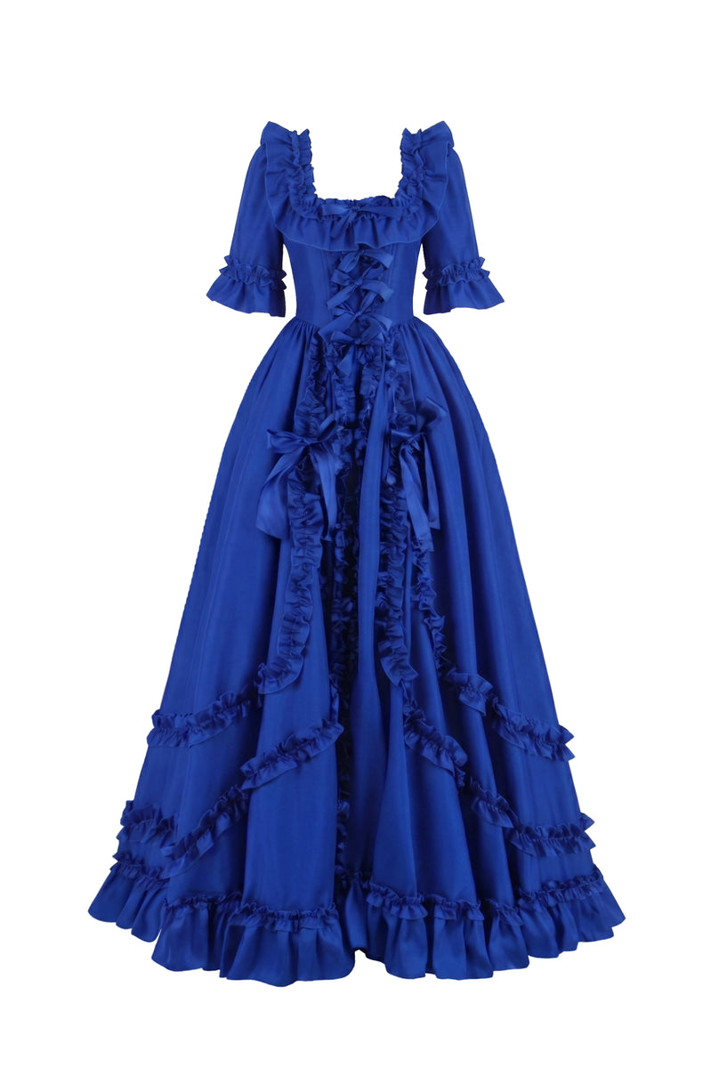 The Matisse Blue Silk Satin Antoinette Gown – Selkie