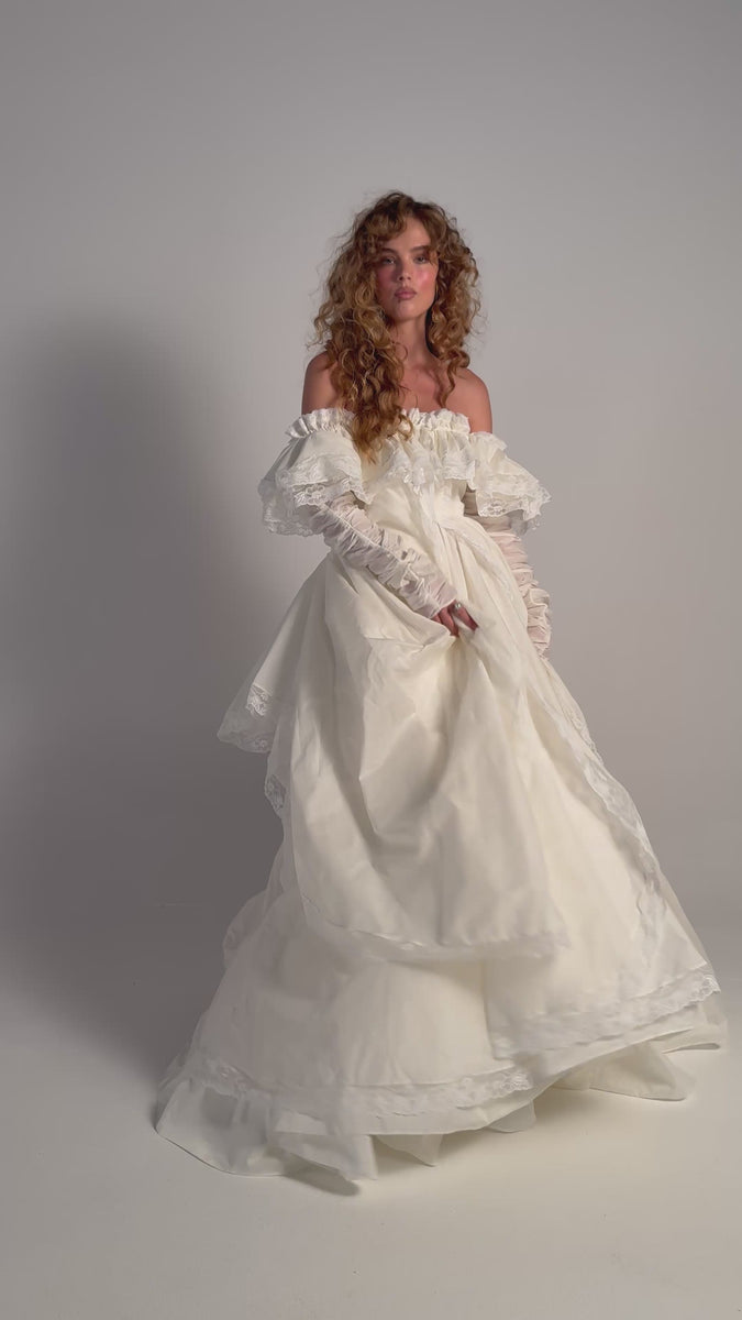 Selkie Women's Bridal Ivory Silk Organdy Gown, M