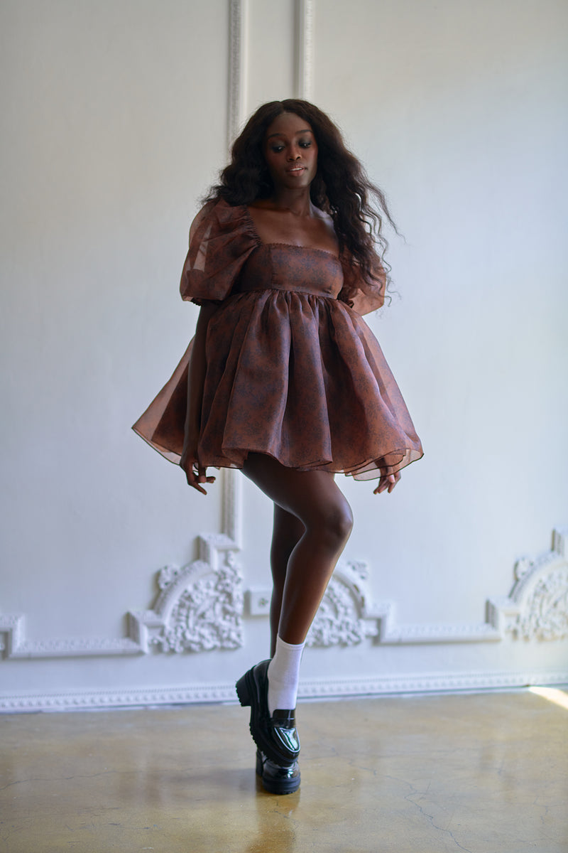 The Chocolate Lace Puff Dress – Selkie