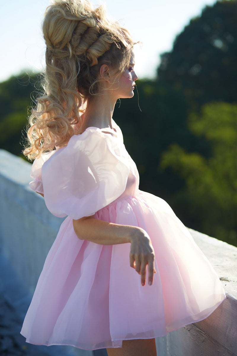 Cute Pink V Neck Babydoll Dress  White slip dress, Babydoll dress, Dresses  with sleeves