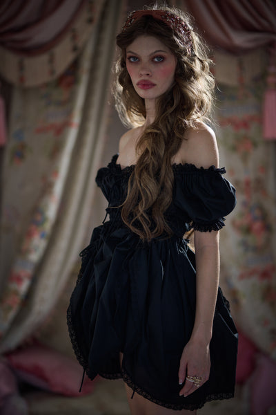 venus long sleeve black dress Drape Sleeve Maxi Dress - Jet Black