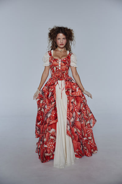 Selkie The Toadstool Princess Tournure, Red, 6X, Polyester Organdy, Female