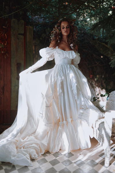 The Ivory Silk Organdy Maiden Gown L