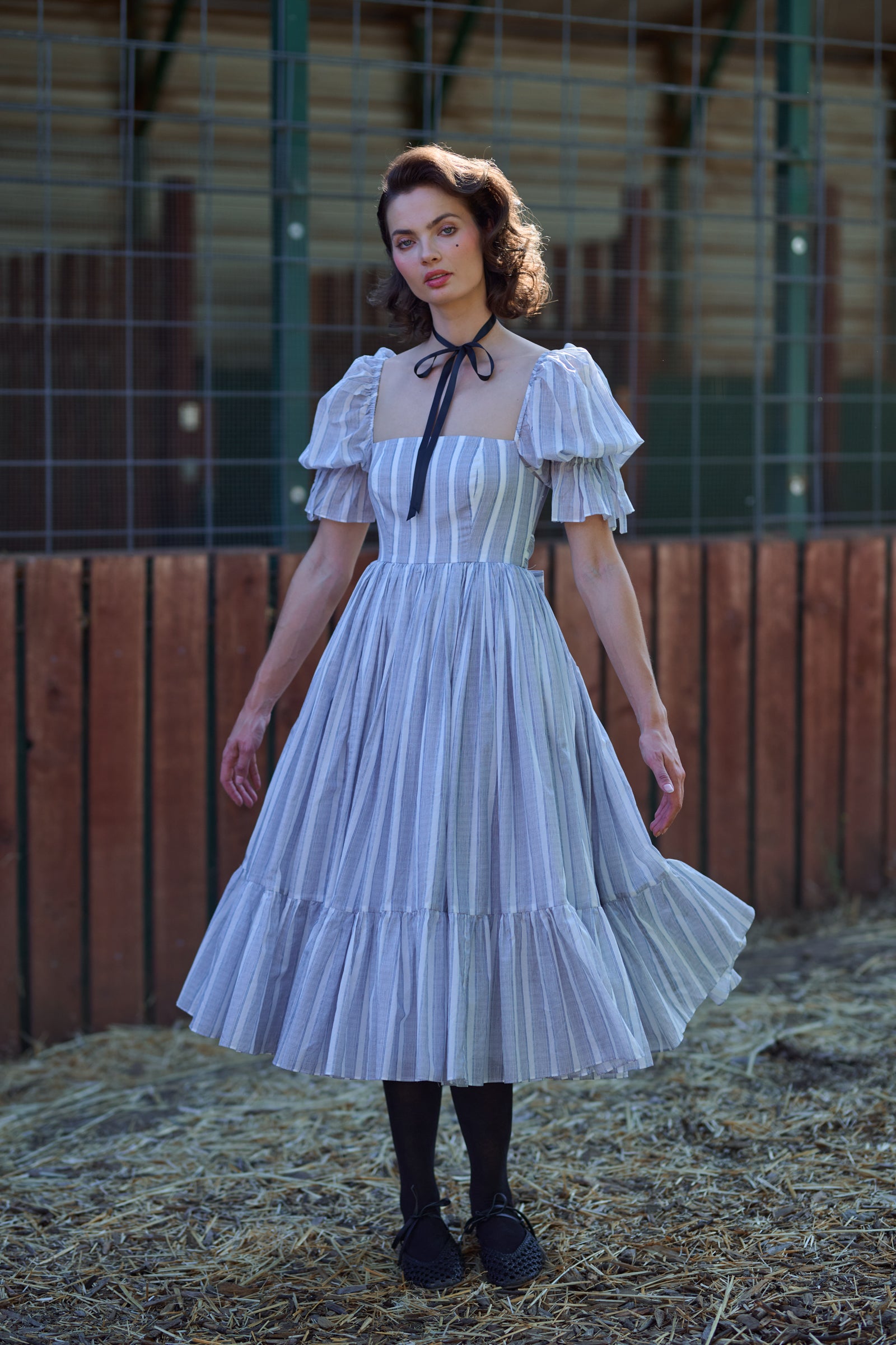 未使用レベル pelleqペレック Shirring striped dress Striped Rib Sweater Midi Dress | Isaac Mizrahi