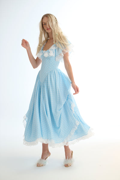 Selkie Baby Blue Polka Dot Cupid Dress for Women, 3X