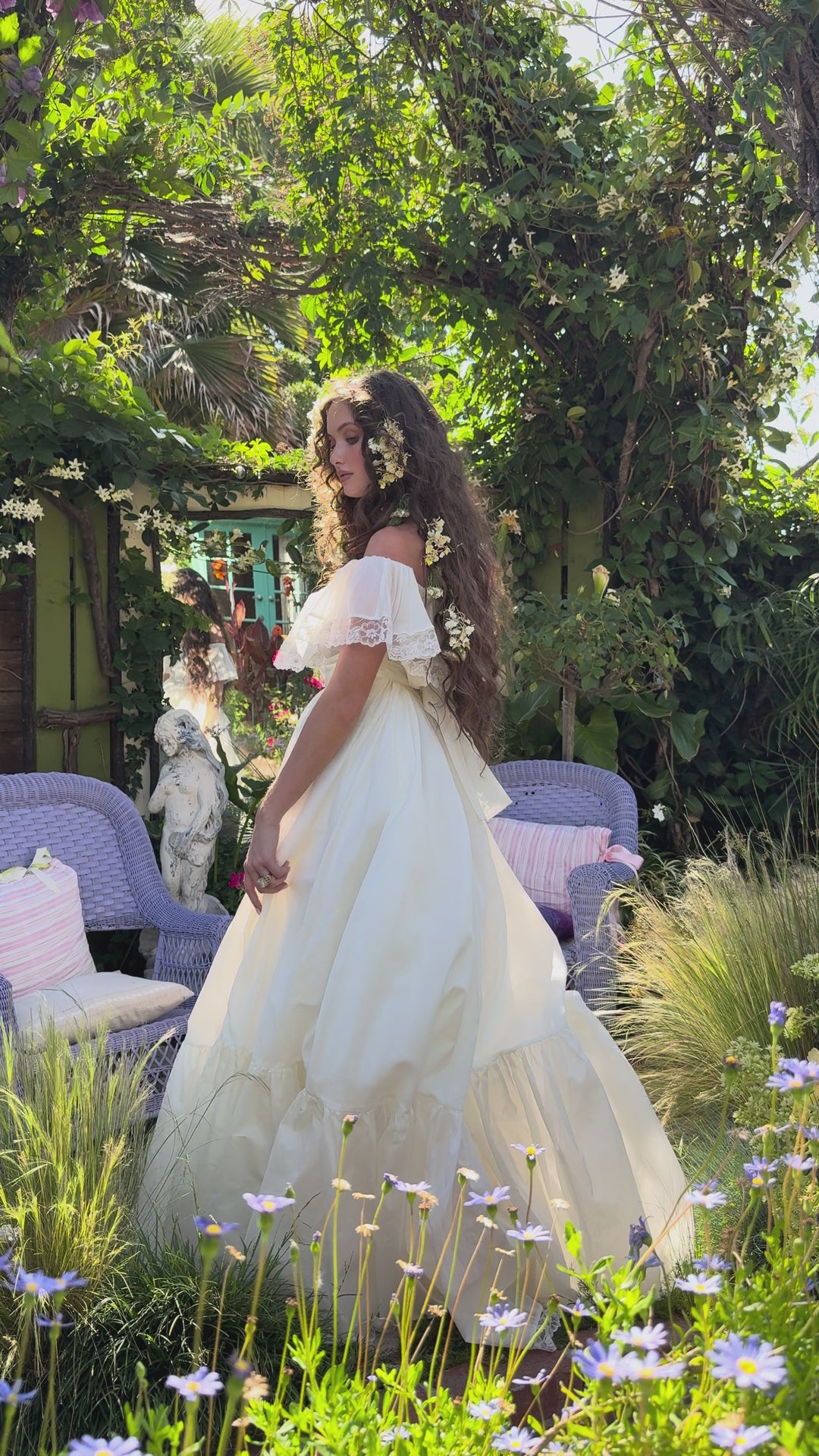 selkie wedding dress I chose the Summer Home In Bloom Bridal Gown from @selkie because I was  looking for something that made me feel like a heroine in a romance novel  with A ripped Duke