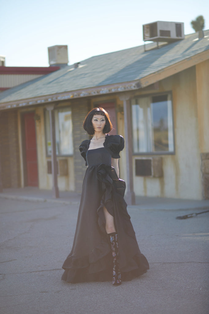 The Caviar Recycled Ruffle Gown Selkie