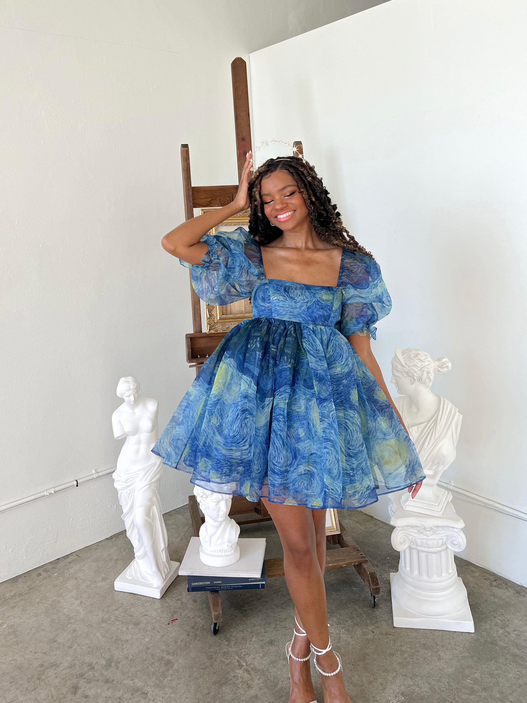 The Starry Night Silk Puff Dress – Selkie