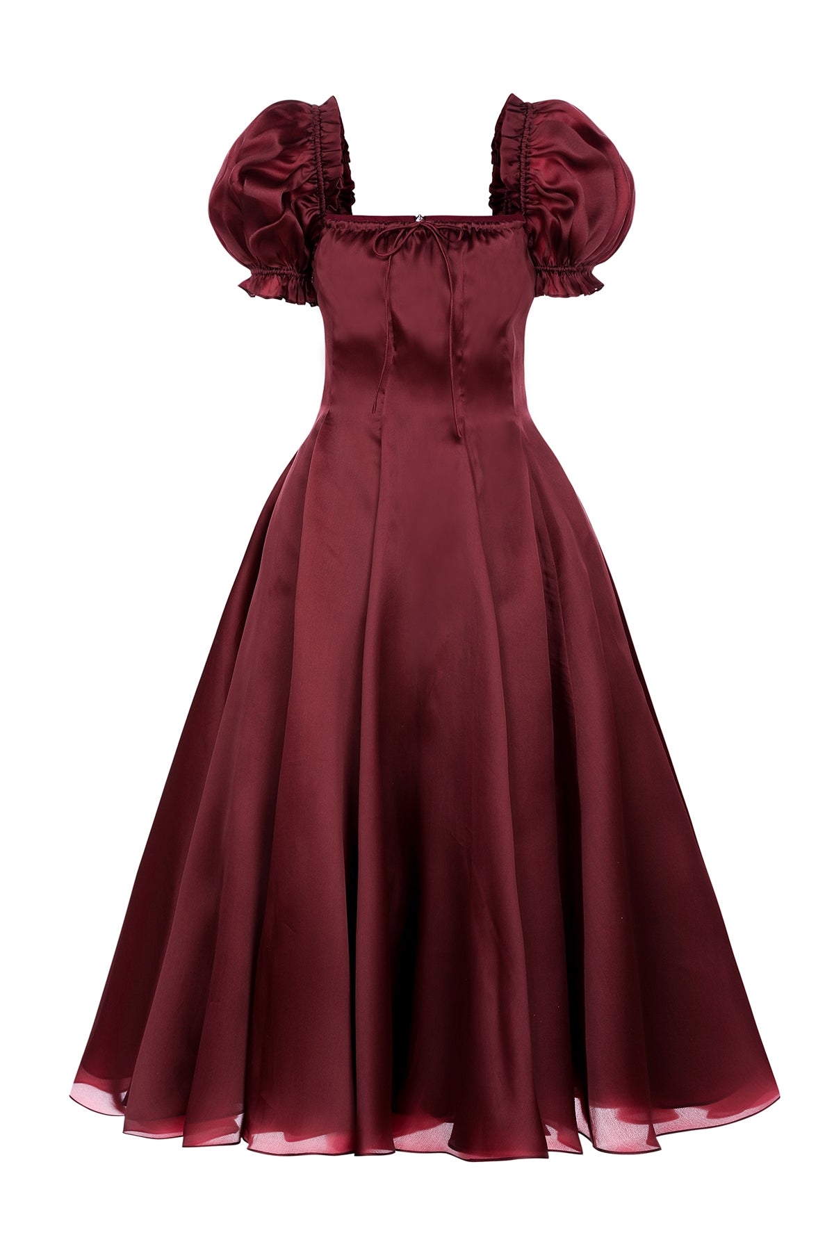 The Silk Satin Bordeaux Garden Party Dress – Selkie